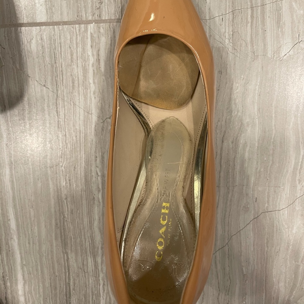 Coach patent leather platform heals